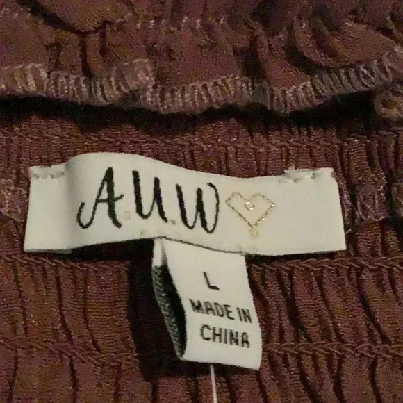 A U W Size Large Plum Ruffle Straps & Smocked Dress. New With Tags - Picture 5 of 9